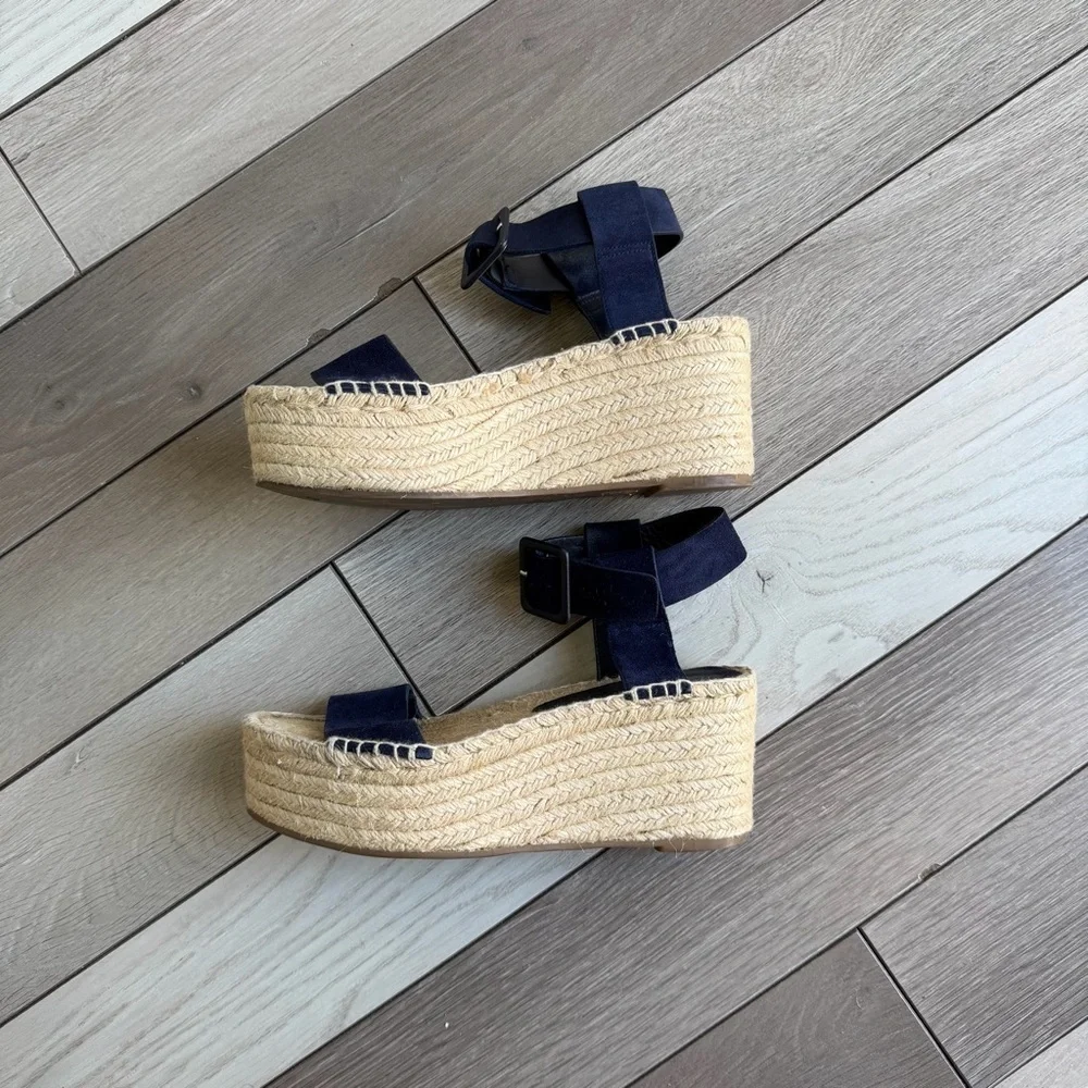 Vince Women's Abby Espadrille Platfrom Sandals - Blue Marine